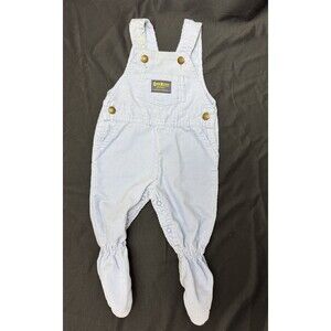 Vintage OshKosh B’gosh Baby Blue Corduroy Footed Overalls 6-9 Months Union Made